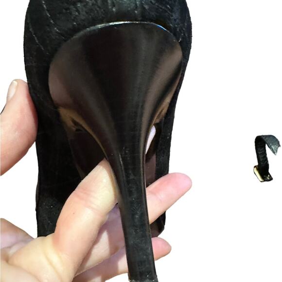 Dior Womens 37.5/7 Black Suede Mary Jane Heels - Picture 9 of 11